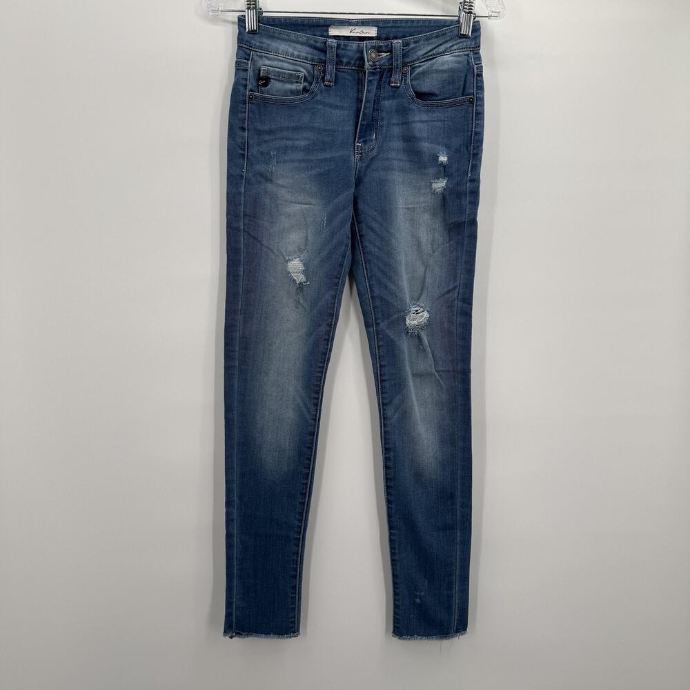 KanCan Jeans Womens 1 24 Blue KC7214L Skinny‎ Distressed Raw Hem Stretch Denim